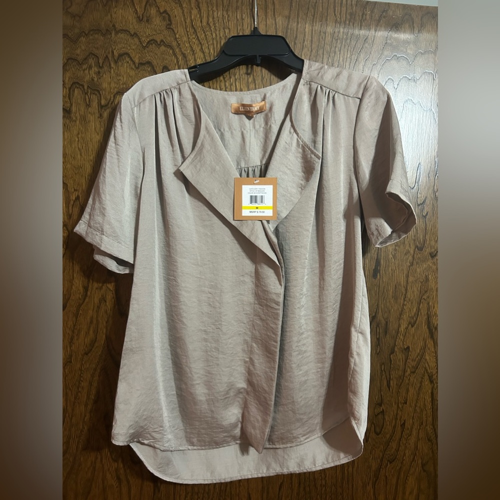 Ellen Tracey- light brown/tan blouse- size women’s M